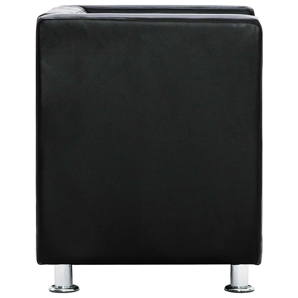 vidaXL Poltrona em forma de cubo couro artificial preto