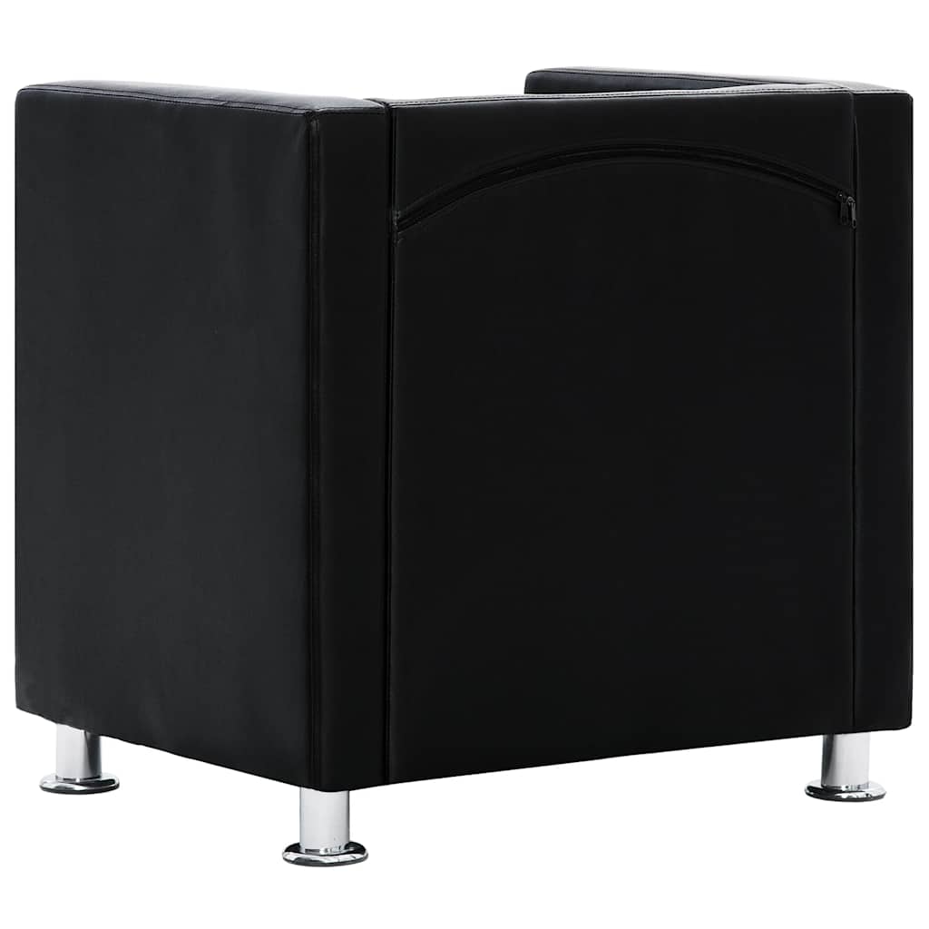 vidaXL Poltrona em forma de cubo couro artificial preto