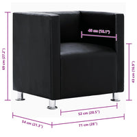 vidaXL Poltrona em forma de cubo couro artificial preto