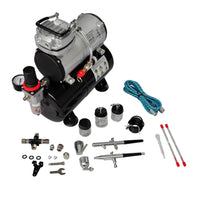 Conjunto de compressor de ar com 2 aerógrafos