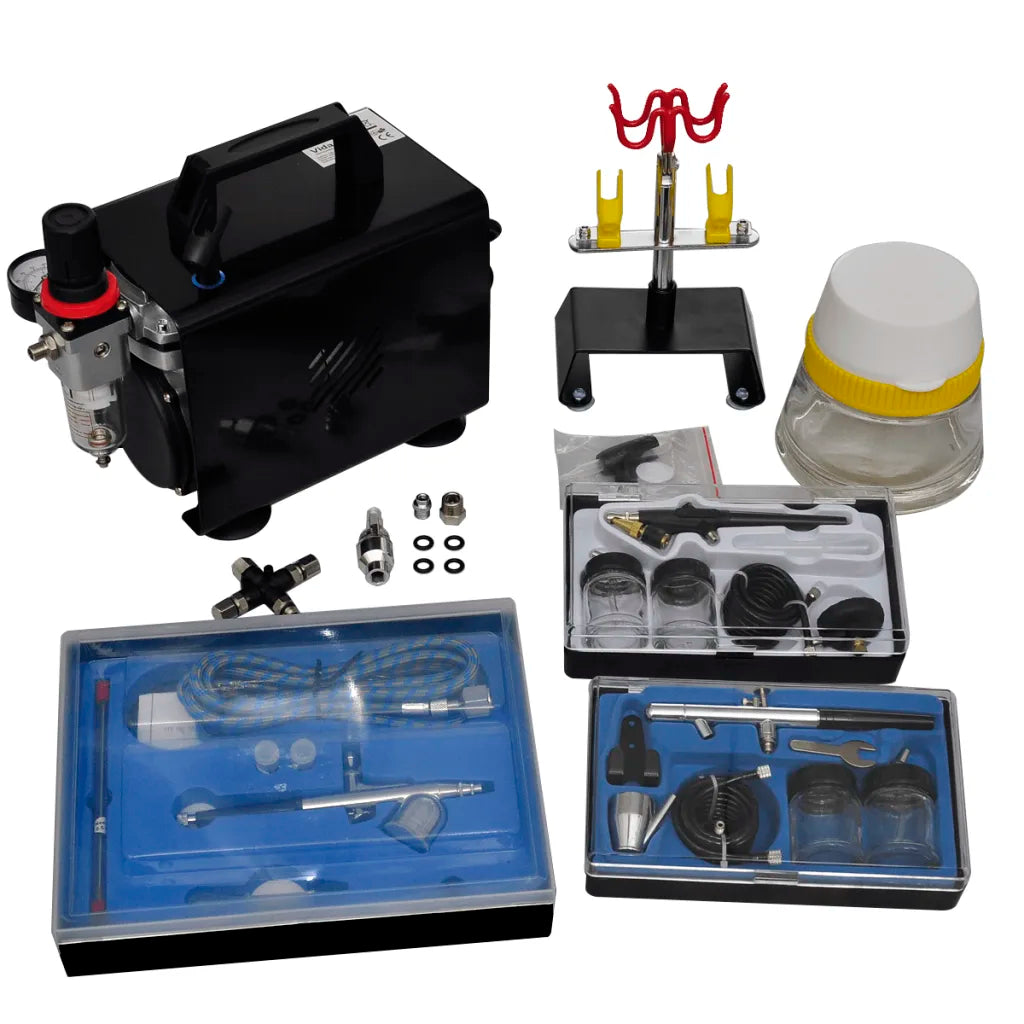 Conjunto de compressor de ar com 3 aerógrafos