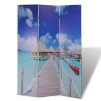 vidaXL Biombo dobrável com estampa de praia 120x170 cm