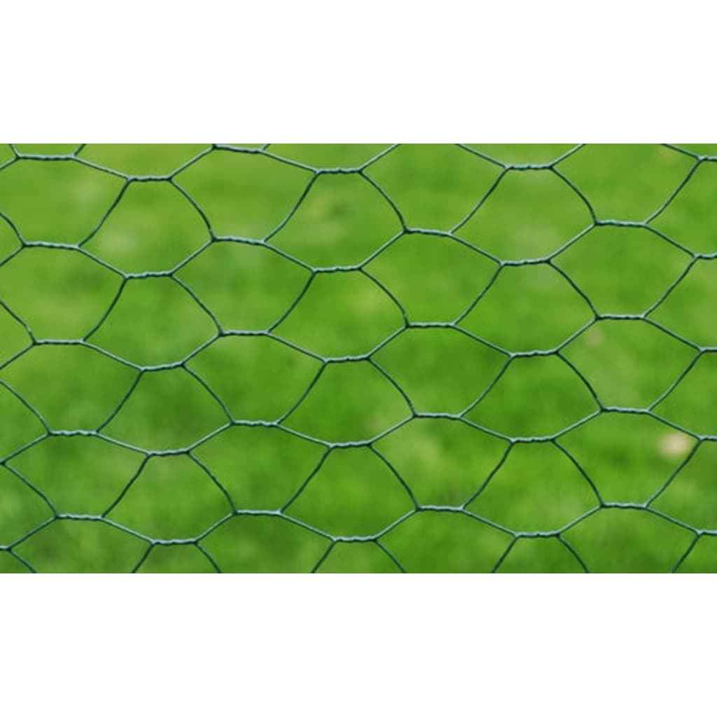 vidaXL Cerca de arame galinheiro c/ revestimento em PVC 25x0,75m verde