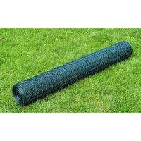 vidaXL Cerca de arame galinheiro c/ revestimento em PVC 25x0,75m verde