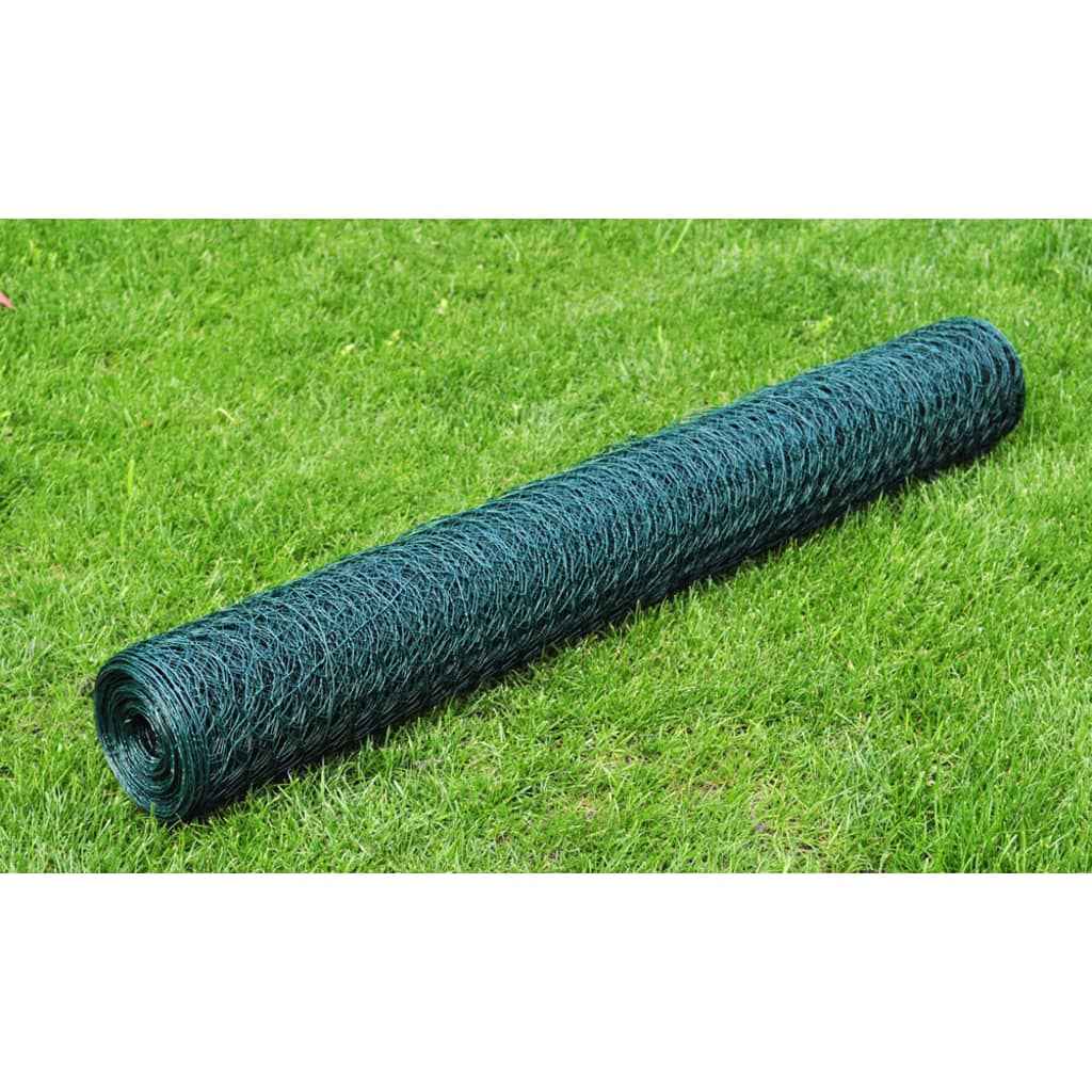 vidaXL Cerca de arame galinheiro c/ revestimento em PVC 25x0,75m verde