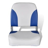 Assento de barco c/ encosto dobrável e almofada azul/branco