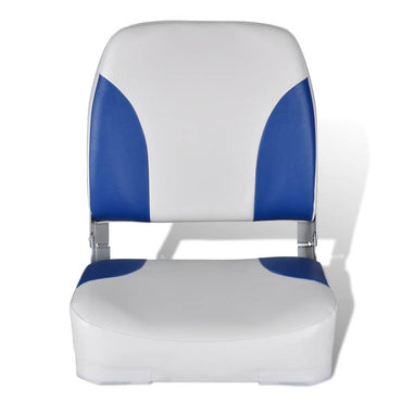 Assento de barco c/ encosto dobrável e almofada azul/branco