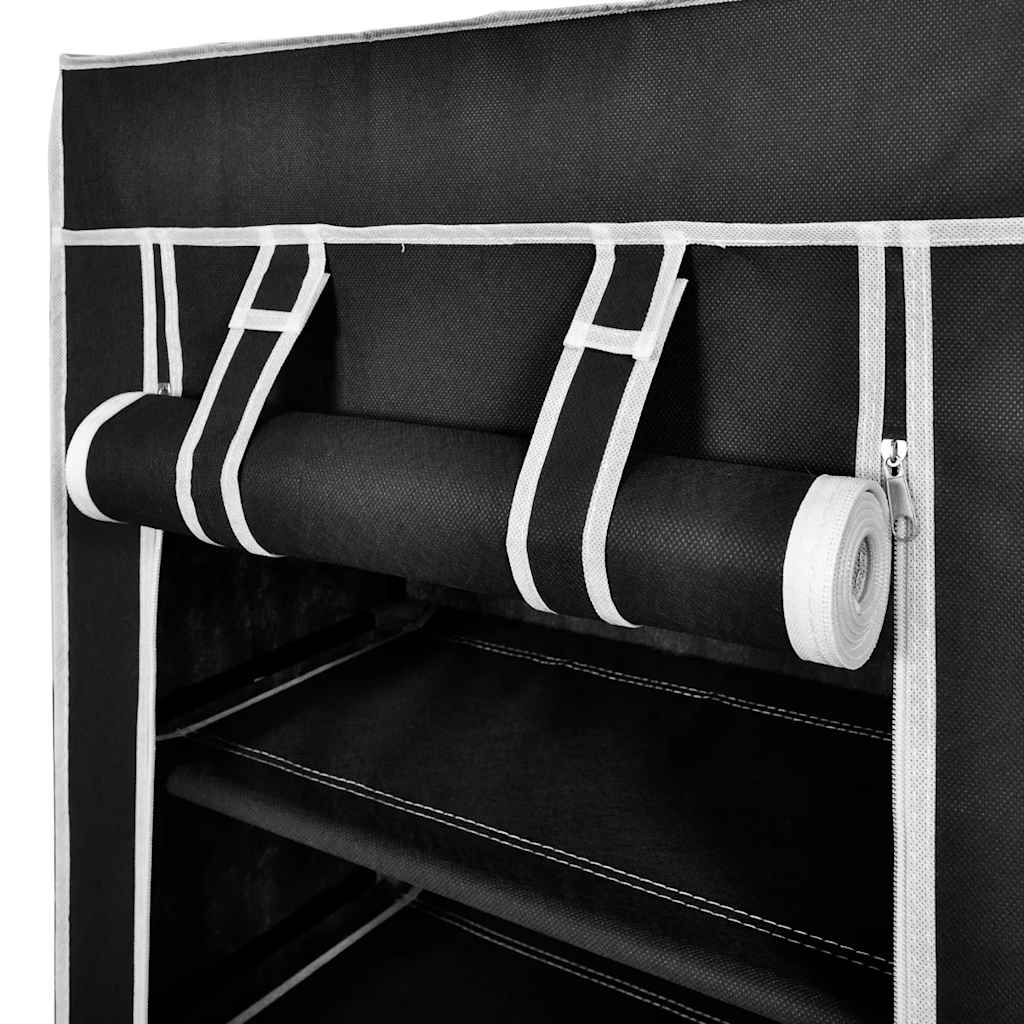 vidaXL Armário p/ sapatos com cobertura 58x28x106cm tecido preto