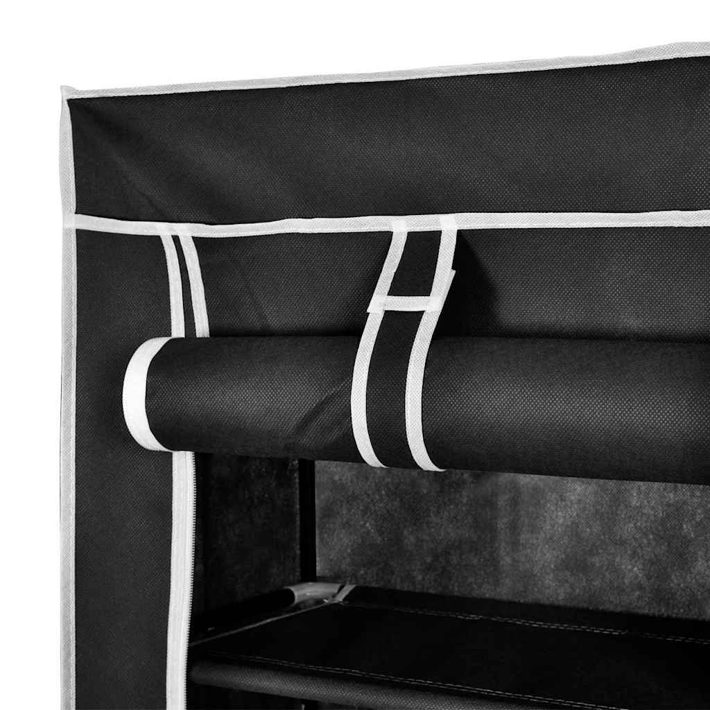 vidaXL Armário p/ sapatos com cobertura 57x29x162cm tecido preto