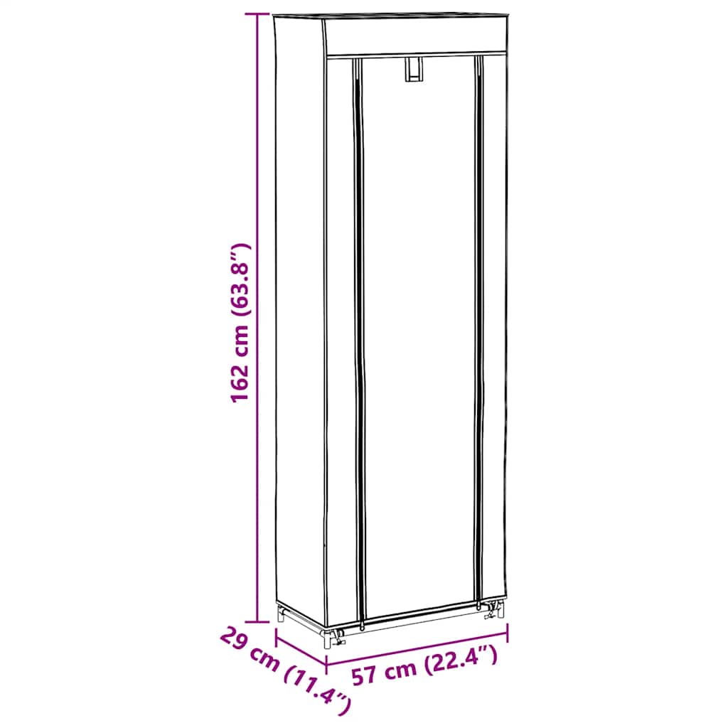 vidaXL Armário p/ sapatos com cobertura 57x29x162cm tecido preto