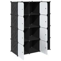 vidaXL Armário plástico modular 9 gavetas 109x36,5x143 cm preto branco