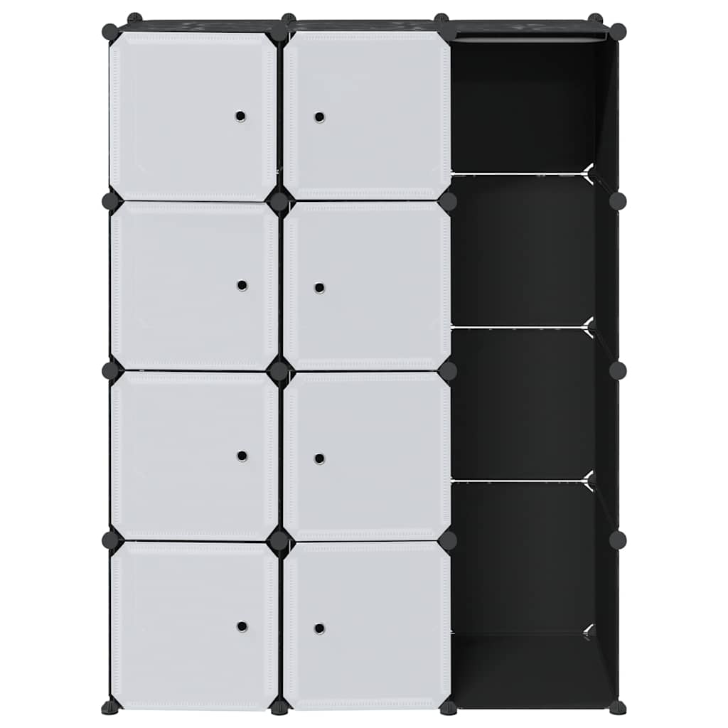 vidaXL Armário plástico modular 9 gavetas 109x36,5x143 cm preto branco