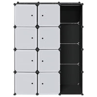 vidaXL Armário plástico modular 9 gavetas 109x36,5x143 cm preto branco
