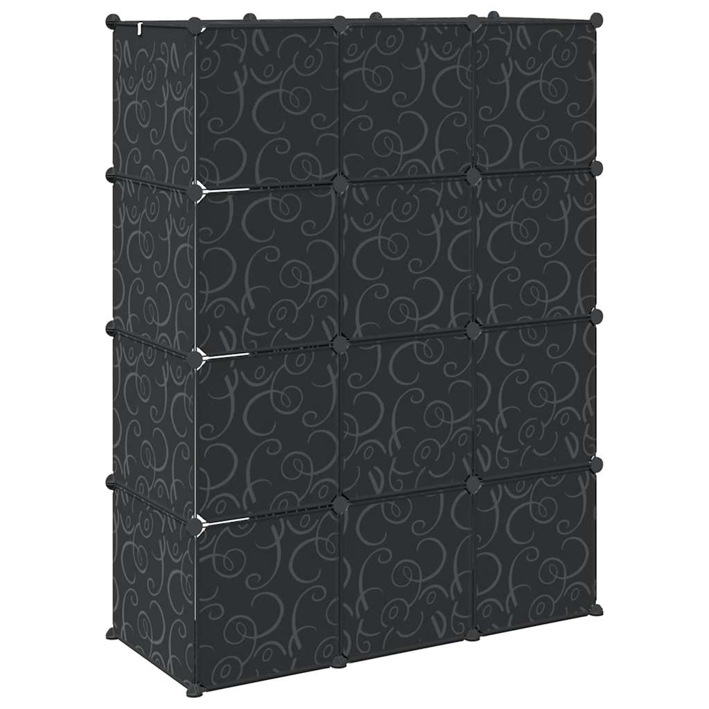 vidaXL Armário plástico modular 9 gavetas 109x36,5x143 cm preto branco