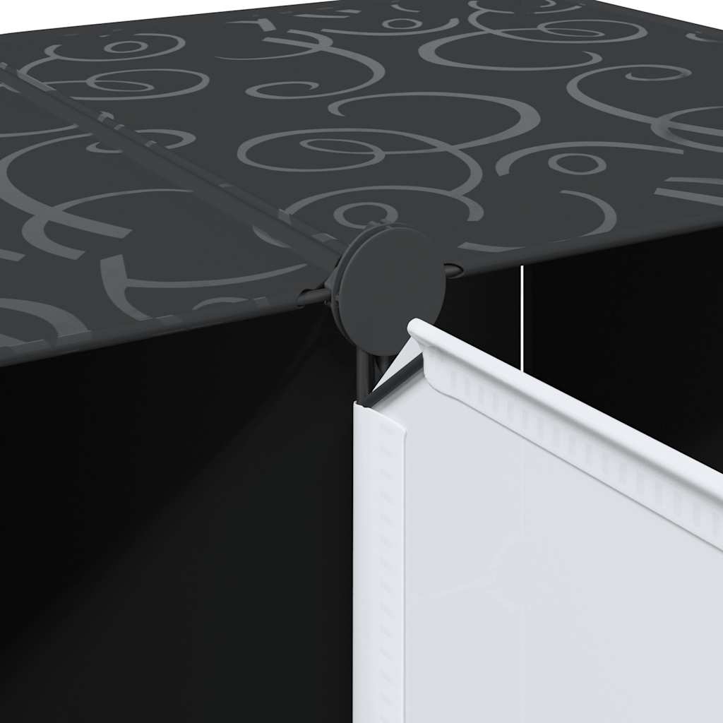 vidaXL Armário plástico modular 9 gavetas 109x36,5x143 cm preto branco