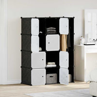 vidaXL Armário plástico modular 9 gavetas 109x36,5x143 cm preto branco