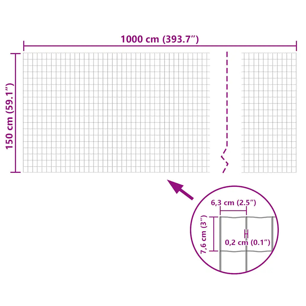 Cerca 10 x 1,5 m aço