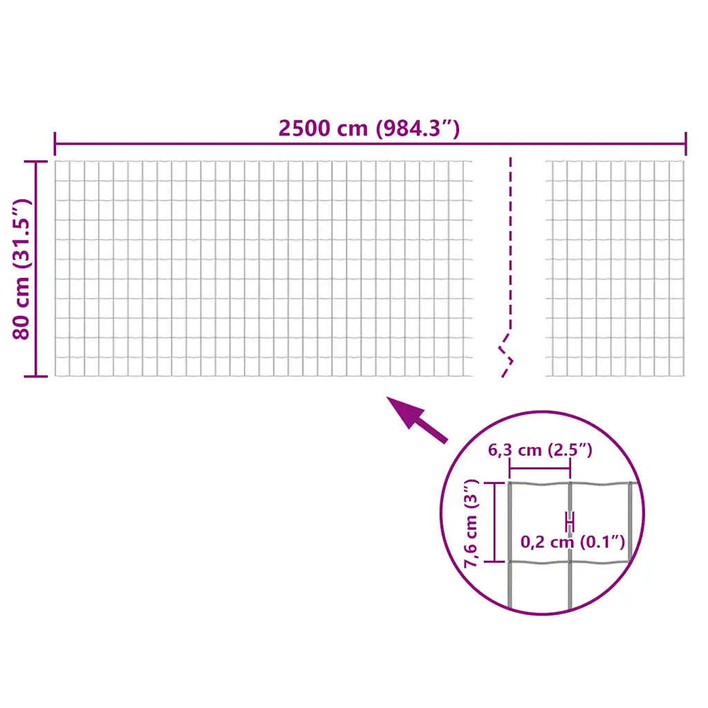 Cerca 25 x 0,8 m aço