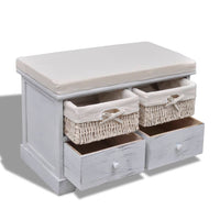 vidaXL Banco de arrumação 62x33x42 cm madeira de paulownia branco