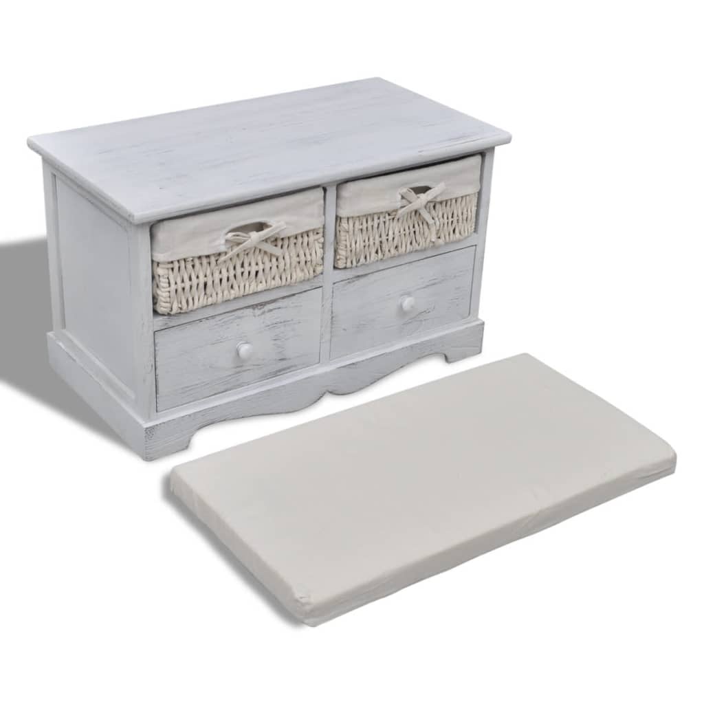 vidaXL Banco de arrumação 62x33x42 cm madeira de paulownia branco