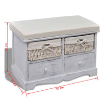 vidaXL Banco de arrumação 62x33x42 cm madeira de paulownia branco