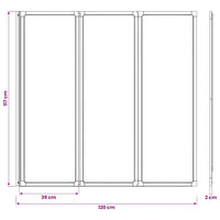 Painel de vidro dobrável para duche 3 peças 117 x 120 cm