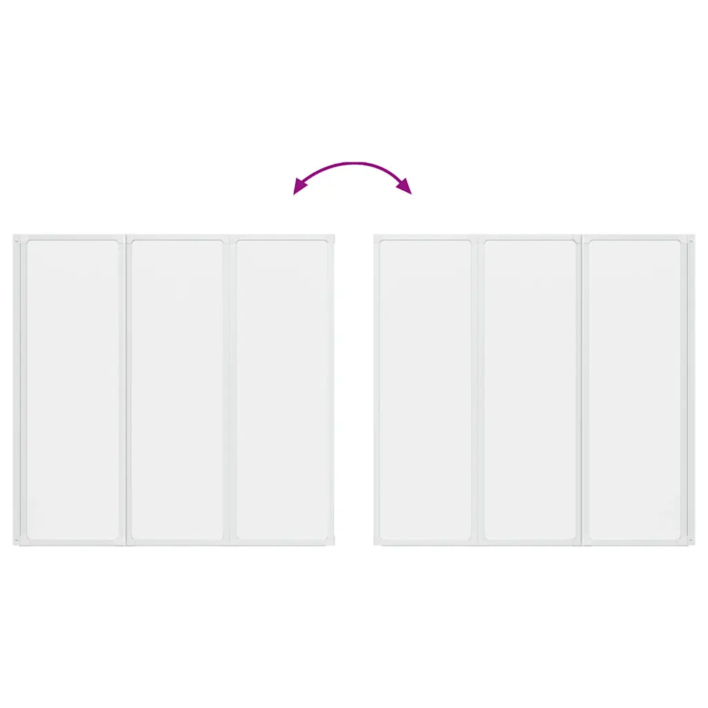 Painel de vidro dobrável para duche 3 peças 117 x 120 cm