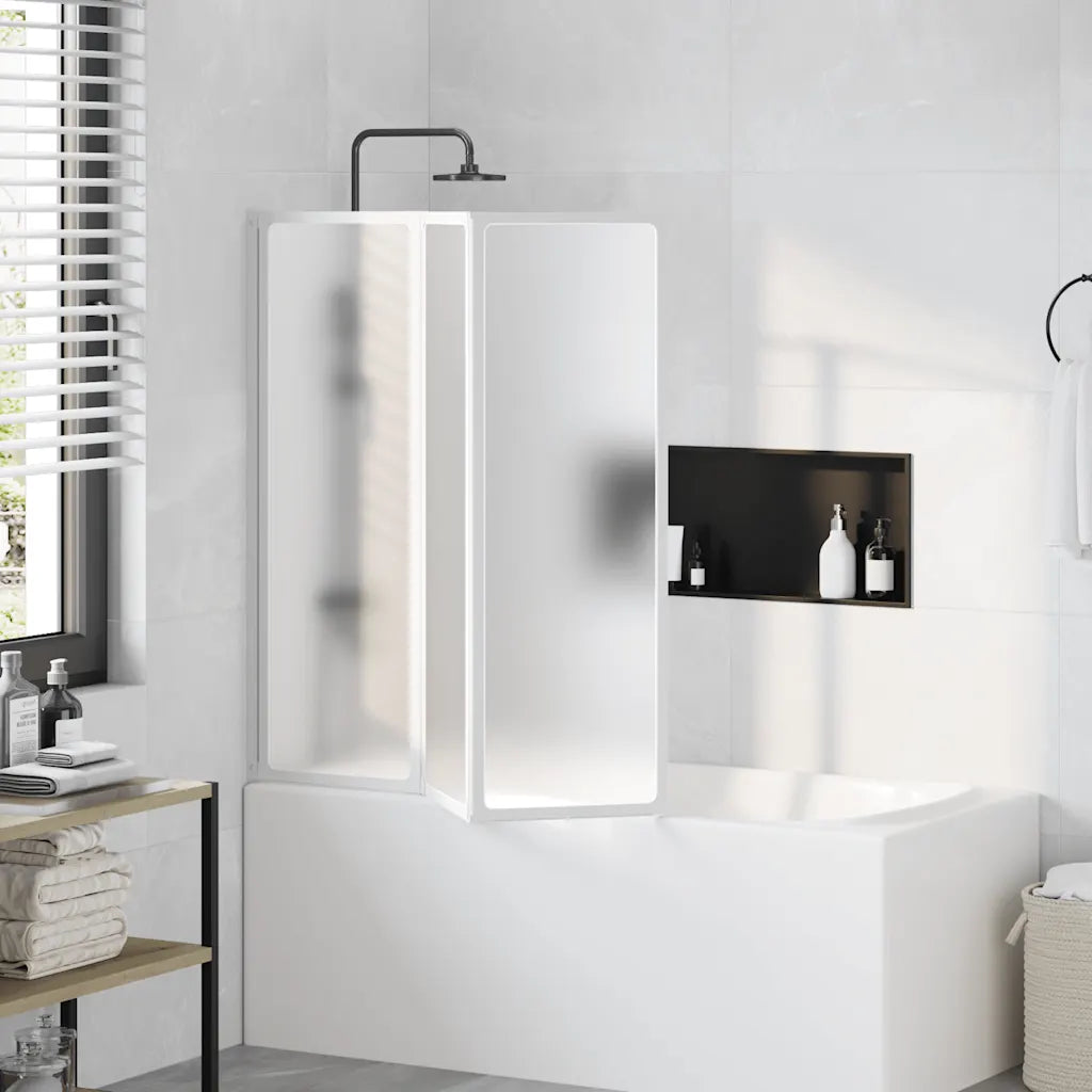Painel de vidro dobrável para duche 3 peças 117 x 120 cm