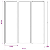Painel de vidro dobravel para banheira 3 peças 141 x 132 cm