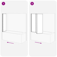 Painel de vidro dobravel para banheira 3 peças 141 x 132 cm