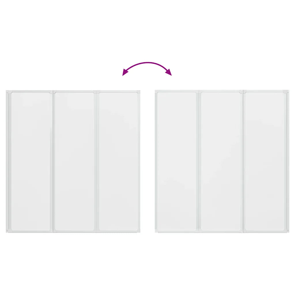 Painel de vidro dobravel para banheira 3 peças 141 x 132 cm