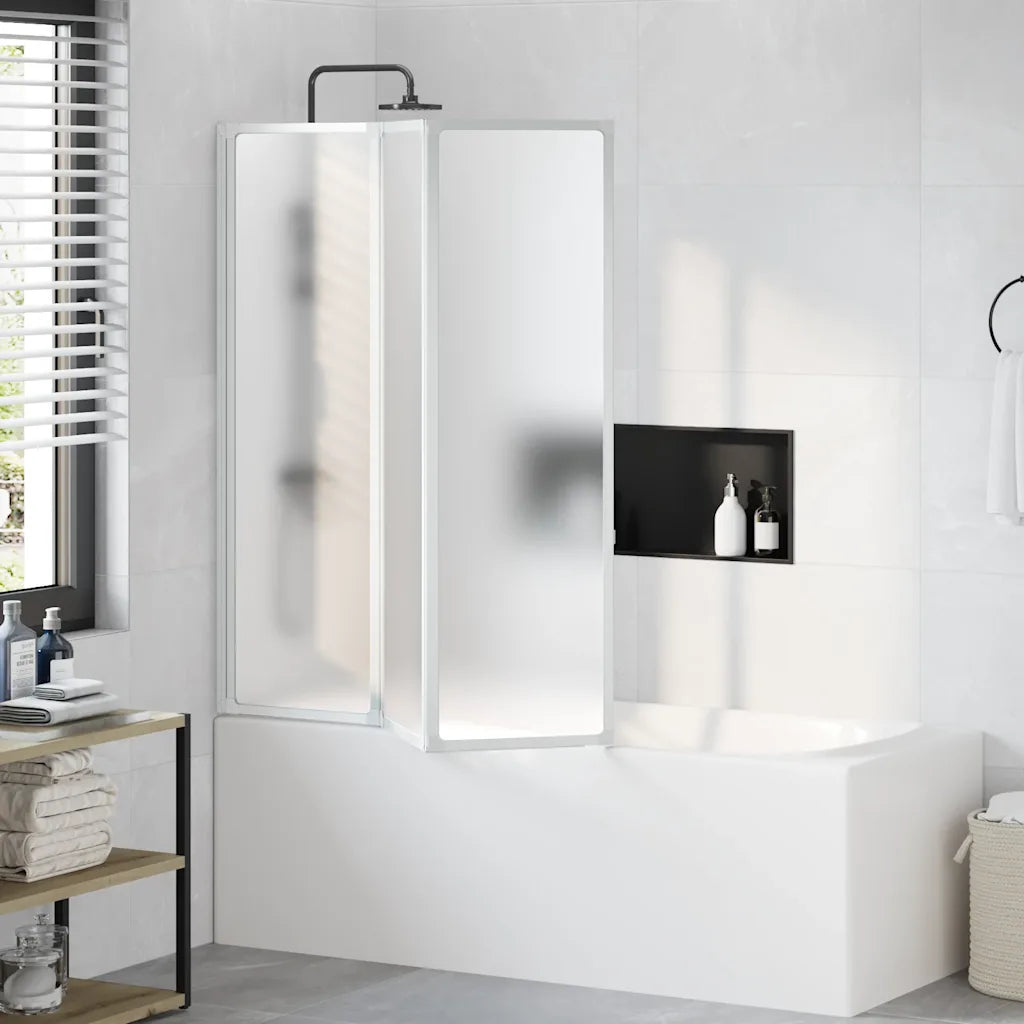 Painel de vidro dobravel para banheira 3 peças 141 x 132 cm