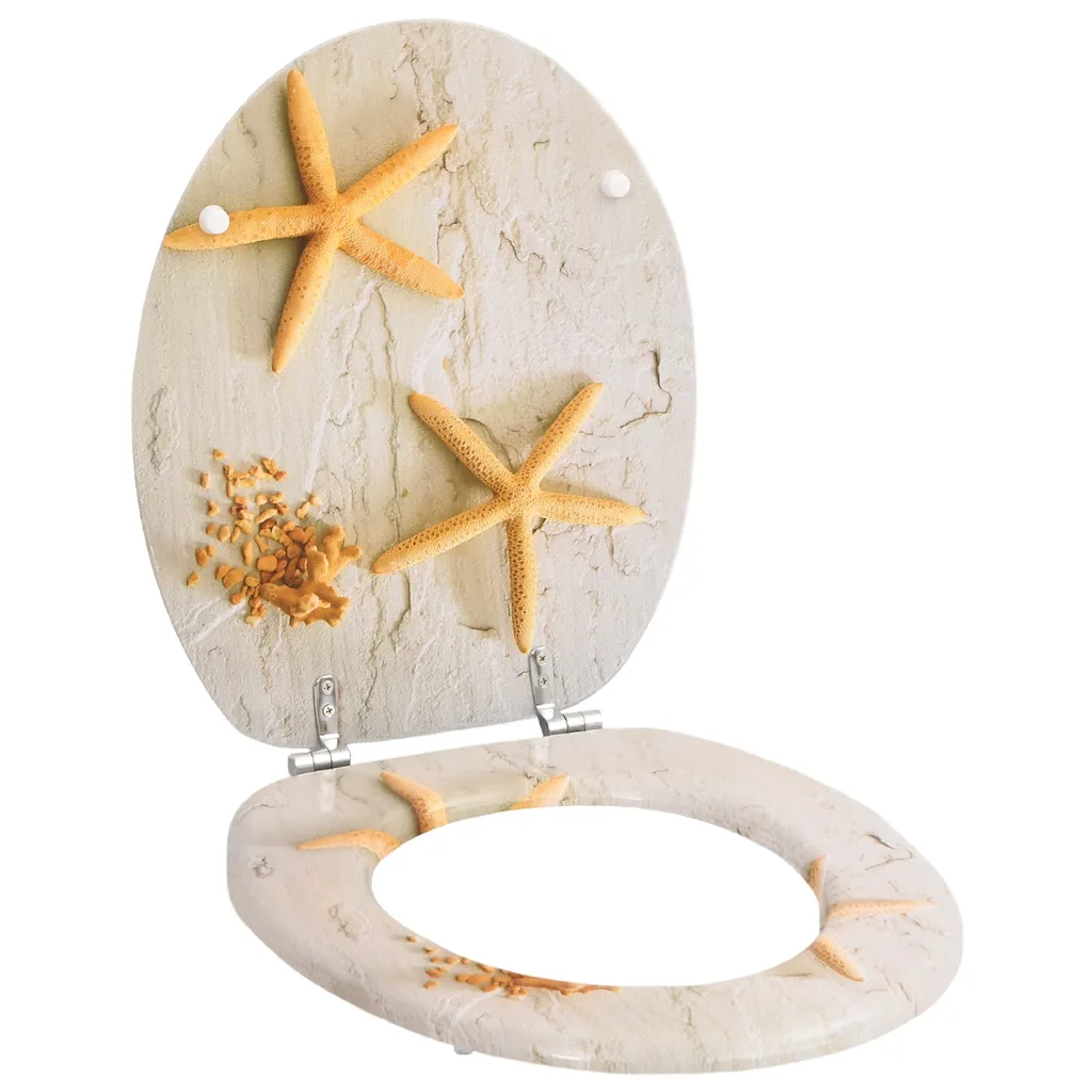 Assento de sanita com tampa MDF design estrela-do-mar