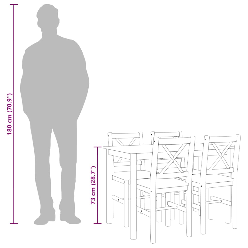 vidaXL 5 pcs Conjunto de jantar branco