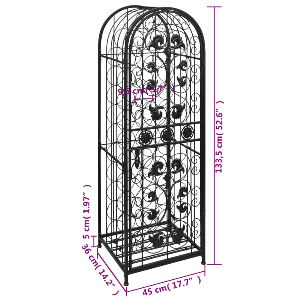 vidaXL Garrafeira, suporte de metal para 45 garrafas de vinho
