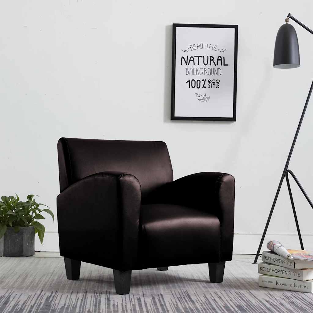 vidaXL Poltrona couro artificial castanho-escuro