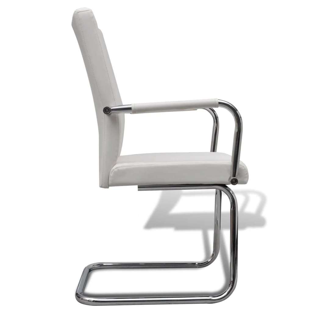 vidaXL Cadeiras de jantar cantilever 2 pcs couro artificial branco