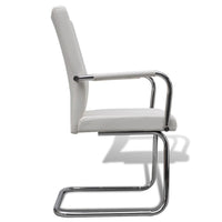 vidaXL Cadeiras de jantar cantilever 2 pcs couro artificial branco