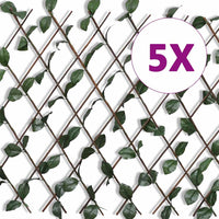 vidaXL Cerca em treliça salgueiro c/ folhas artificiais 5 pcs 180x90cm