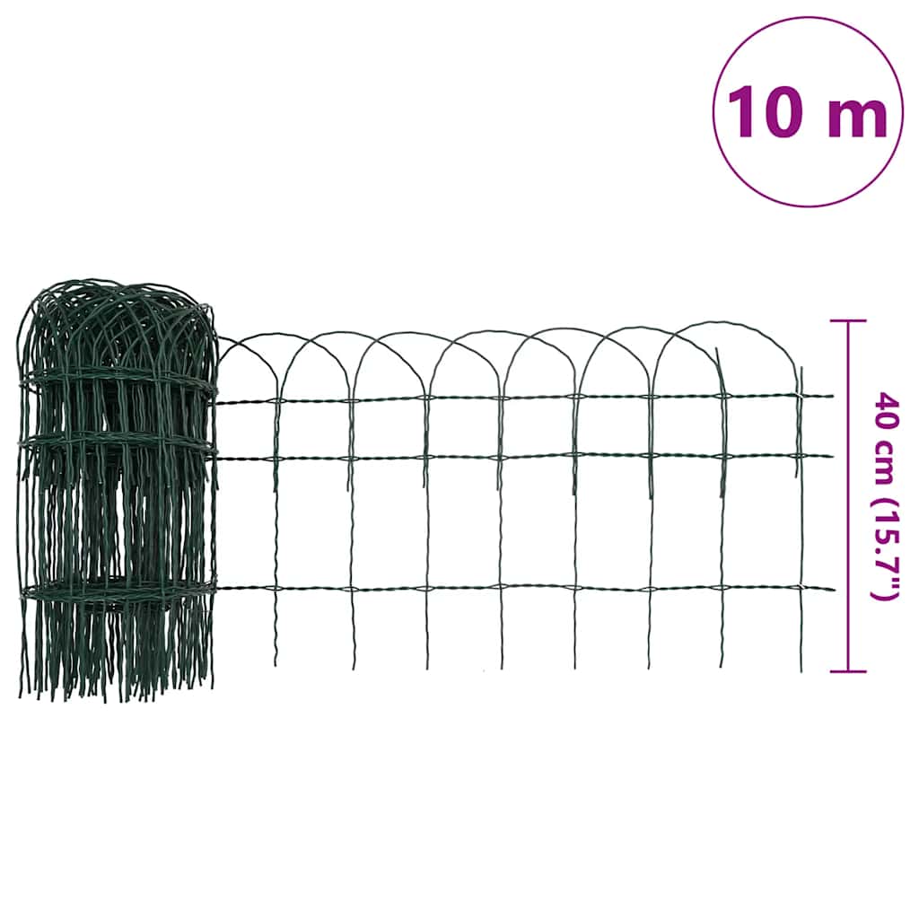 vidaXL Cerca divisória para jardim em ferro revestido a pó 10x0,4 m