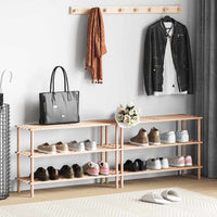 vidaXL Sapateiras com 3 prateleiras 2 pcs madeira de abeto maciça