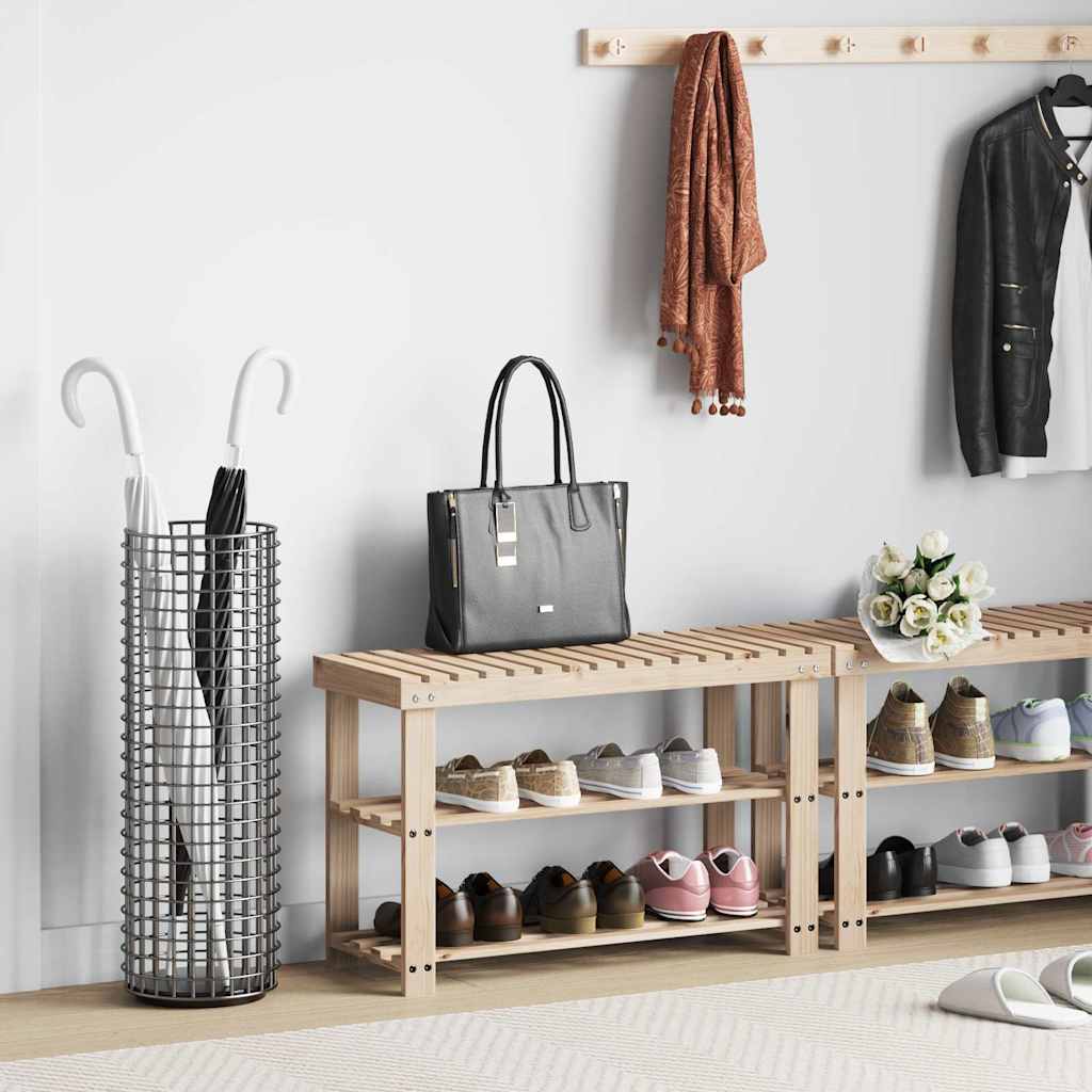 vidaXL Sapateira 2-em-1 com banco madeira de abeto maciça