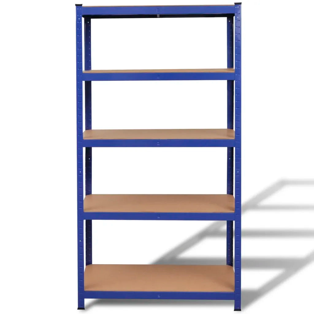 5-Layer Storage Shelf Blue Steel&Madeira de engenharia