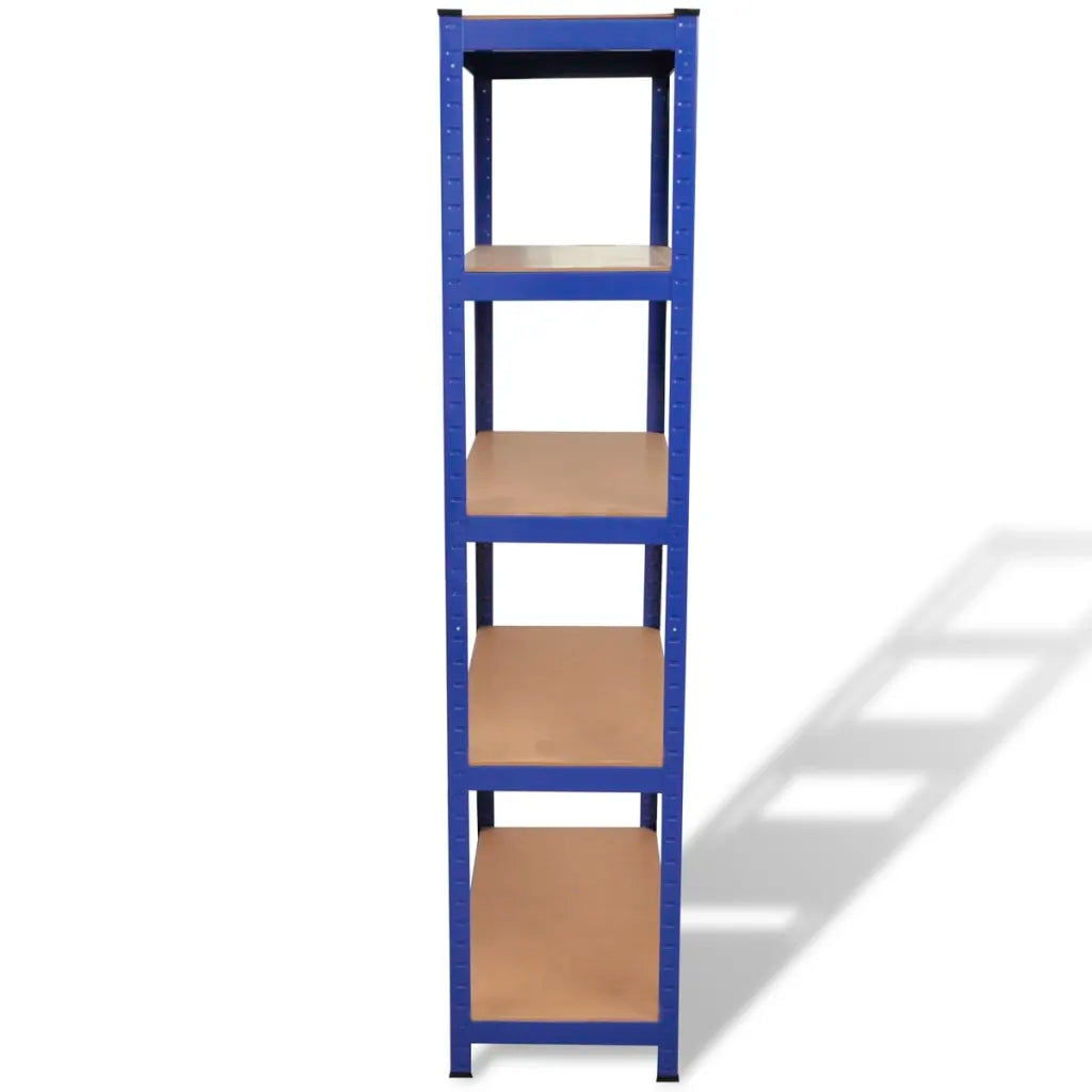 5-Layer Storage Shelf Blue Steel&Madeira de engenharia