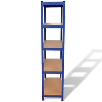 5-Layer Storage Shelf Blue Steel&Madeira de engenharia