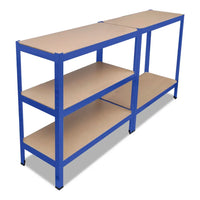 5-Layer Storage Shelf Blue Steel&Madeira de engenharia