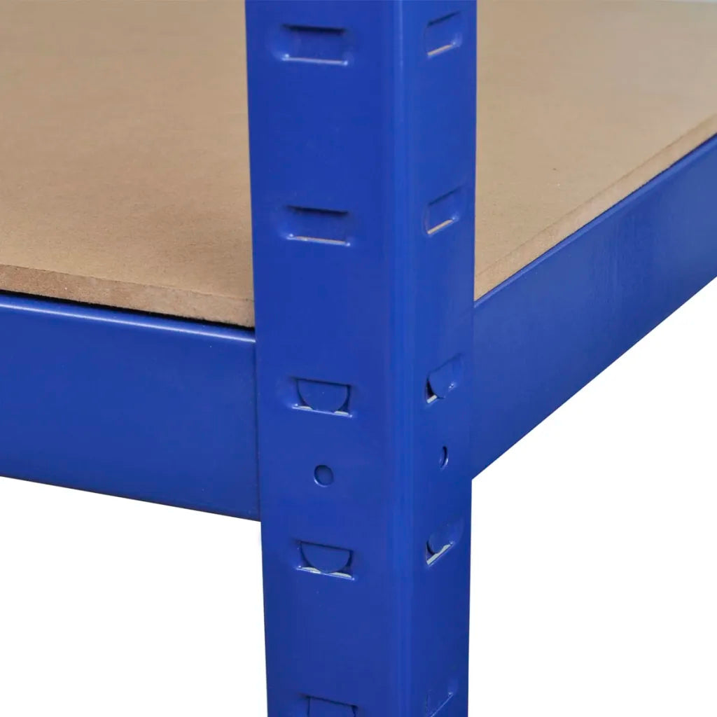 5-Layer Storage Shelf Blue Steel&Madeira de engenharia