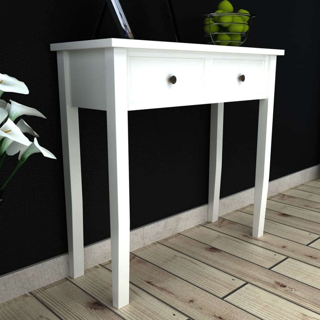 vidaXL Toucador/mesa consola com duas gavetas branco