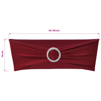 Banda decorativa para cadeira, elástico, bordeaux com fivela diamante