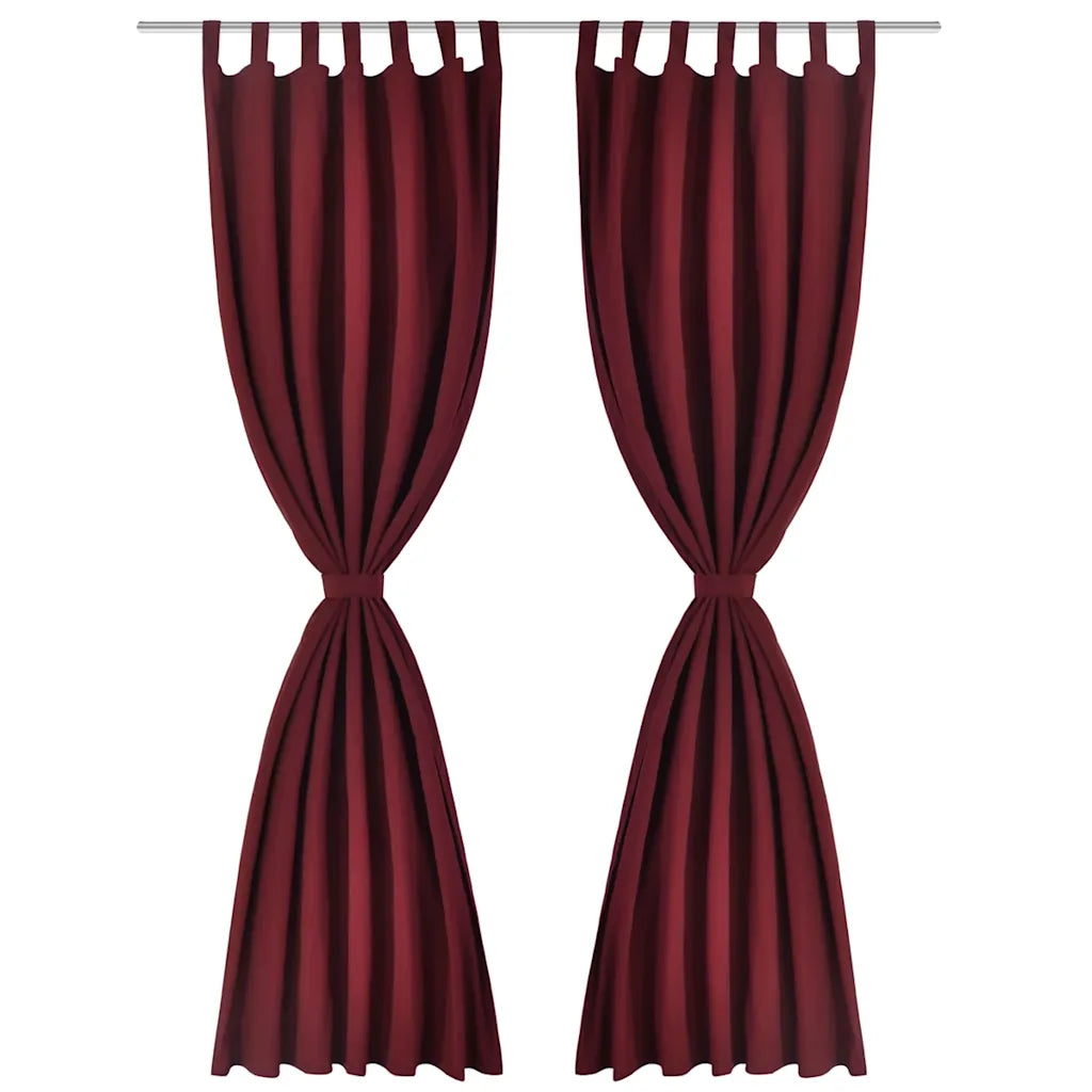 Cortinas de cetim + presilhas 2 pcs, bordeaux 140 x